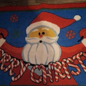 Festive Santa Door Mat - Red, Blue, White